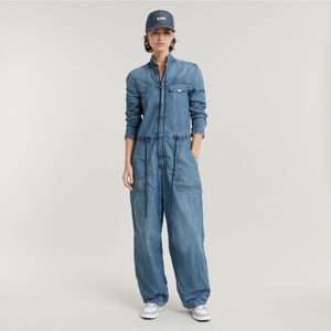 G-Starvoor vrouwen. D25300-D777-G794 Blauwe Cocoon jumpsuit (XXS), Casual, Denim, Lange mouwen, Biologisch katoen, Duurzaam