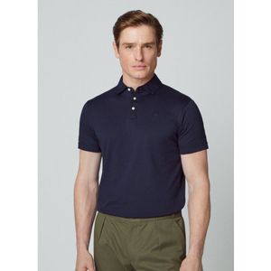 Hackett Londonvoor mannen. HM563205 Marine polo van pimakatoen (L), Casual, Korte mouwen, Marineblauw