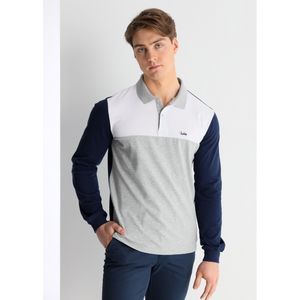 Lois Jeansvoor mannen. 132783998 Driekleurig poloshirt met rood logo (S), Casual, Katoen, Lange mouwen