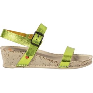 Artvoor vrouwen. 11940F1VN003_0G3 1940F leren sandalen I Imagine groen -Hoogte 4,5cm sleehak (39), Leer, 3 tot 5 cm, Gesp, Casual