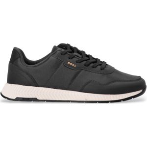 BOSSvoor mannen. 50523180 Trainers Titanium zwart (46), Stof, Plat, Veters, Casual