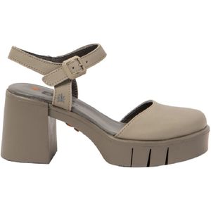 Artvoor vrouwen. 1199111SF003_020 Leren sandalen 1991 Eivissa taupe (42), Leer, 8 tot 10 cm, Gesp, Casual