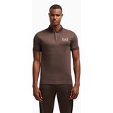 EA7voor mannen. 7M000300_AF13739 Korte mouw viscose polo Gold Label bruin (M), Casual, Sportief, Meerdere sporten, Korte mouwen