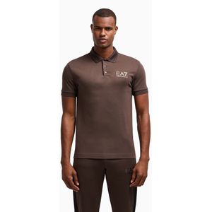 EA7voor mannen. 7M000300_AF13739 Korte mouw viscose polo Gold Label bruin (M), Casual, Sportief, Meerdere sporten, Korte mouwen