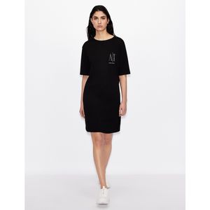 Armani Exchangevoor vrouwen. 8NYADXYJG3Z8218 Basisjurk zwart (XS), Casual, Katoen, Korte mouwen