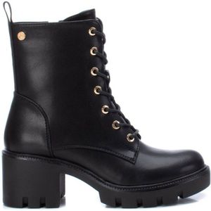 Xtivoor vrouwen. 14184001-NEGRO Enkellaarsjes 141840 zwart -Hoogte hak: 6cm (38), 5 tot 8 cm, Veters, Ritssluiting, Casual, Imitatieleer