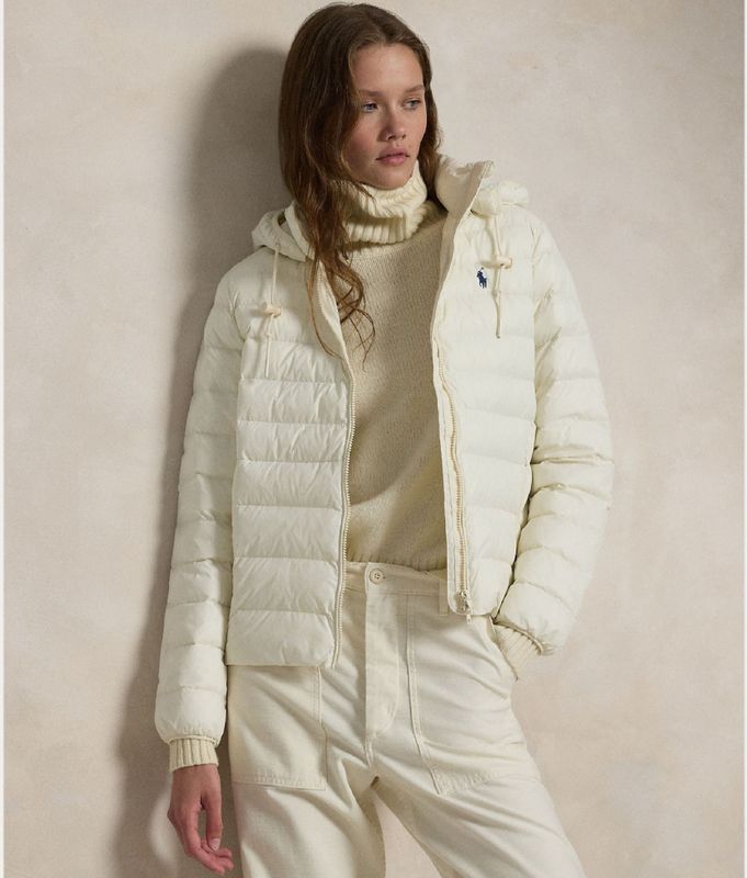 Polo Ralph Lauren - Opvouwbare Waterdichte Jas - Wit - Casual - Gerecycled Nylon