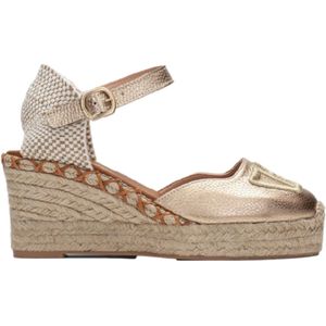 Hispanitasvoor vrouwen. HV243449 Sofia 5 bronskleurige leren espadrilles -Hoogte hak 5cm (39), Leer, 3 tot 5 cm, 5 tot 8 cm, Gesp, Casual
