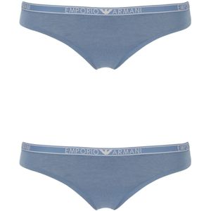 Emporio Armanivoor vrouwen. 163333_4F223 Set van twee biologisch katoenen strings met Essential ASV-logo grijs (XS), Homewear, Duurzaam