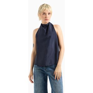 Armani Exchangevoor vrouwen. XW000426AF12747UB100 Marine mouwloze blouse (XL), Casual, Viscose, Mouwloos / spaghettibandjes, Marineblauw
