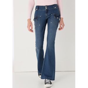 Lois Jeansvoor vrouwen. 207862540 Jeans met dubbele knopen en blauwe opgestikte zakken (27), Casual, Katoen, Denim