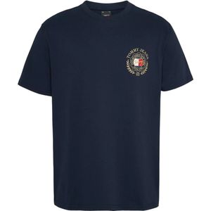 Tommy Jeansvoor mannen. DM0DM18540 Reg Prep Explr Luxe T-shirt Wit (L), Casual, Korte mouwen, Biologisch katoen, Duurzaam