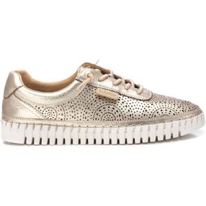 Carmelavoor vrouwen. 16232703-ORO Leren sportschoenen 162327 goud (41), Leer, Goudkleurig, Plat, Veters, Casual