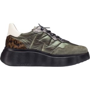 Wondersvoor vrouwen. A-3610_941_11686 Leren sneakers Roma groen (41), Leer, 3 tot 5 cm, Veters, Casual