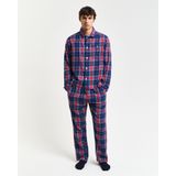 Gantvoor mannen. 902449100 Cadeauverpakking met flanellen pyjama met overhemd en broek rood, blauw (S), Homewear, Katoen, Lange mouwen