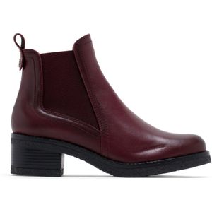 Porronetvoor vrouwen. 4632-083 Leren enkellaarsjes met elastiek Giannina bordeaux (38), Leer, 3 tot 5 cm, Geen, Casual