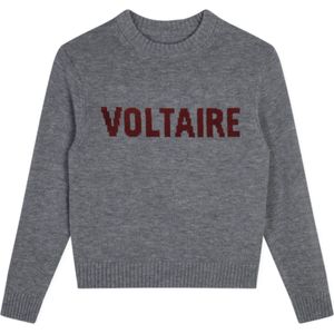 Zadig & Voltairevoor meisjes. X60168 Grijs gebreide trui (12Años= 150cm), Casual, Wol, kinderkleding