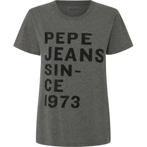 Pepe Jeansvoor vrouwen. PL505962 T-shirt Gio Grijs (XL), Casual, Korte mouwen, Biologisch katoen, Duurzaam