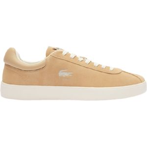 Lacostevoor mannen. 47SMA0106_BW7 Baseshot beige leren schoenen (43), Leer, Plat, Veters, Casual