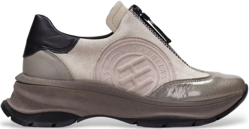 Hispanitas - HI233094 - Leren Sportschoenen - Taupe - Ritssluiting - Casual