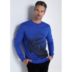Bendorffvoor mannen. 860175238 Grafisch sweatshirt met blauwe kraag (S), Casual, Katoen, Lange mouwen