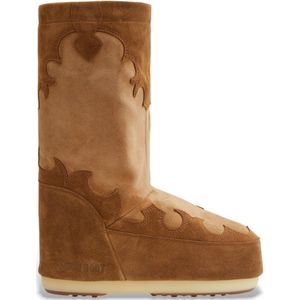 Moon Bootvoor vrouwen. 80D1402990 Icon suède laarzen met bruin borduursel (39/41), Leer, Plat, Geen, Casual