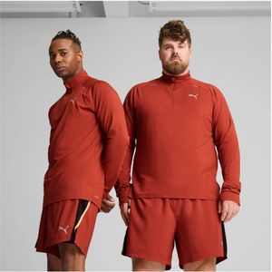 Pumavoor mannen. 52578163 Run Cloudspun 1/4 Zip T-Shirt rood (XXL), Sportief, Meerdere sporten, Polyester, Lange mouwen