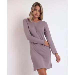 Admasvoor vrouwen. 61304-0-000300 Hemdje Lange Mouw Zacht Canalé paars (L), Homewear, Lila, Katoen, Viscose, Lange mouwen