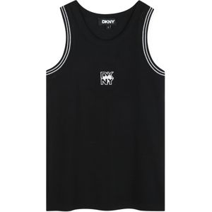 DKNYvoor meisjes. D62263 Zwarte tanktop (8años= 126cm), Casual, Katoen, Mouwloos / spaghettibandjes, kinderkleding
