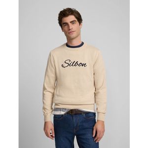 Silbon - Embroidered Plain Sweater - Beige - Katoen