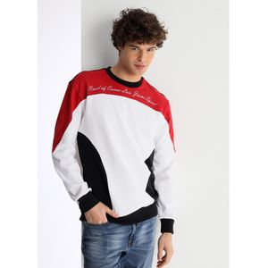 Lois Jeansvoor mannen. 165953965 Wit driekleurig sweatshirt (S), Casual, Katoen