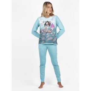 Santorovoor vrouwen. 60782-0-000220 Curiosity Pyjama met lange mouwen turquoise (S), Homewear, Katoen