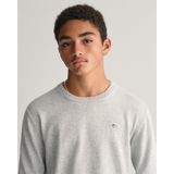GANT - Teens Shield - Katoenen Trui - Grijs - Ronde Hals - Lange Mouwen