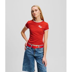 Karl Lagerfeld Jeans, Dames, Cap Sleeve Top, Regular Fit, Poinciana, L