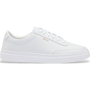 BOSSvoor mannen. 50536504 Kieran Leren Sneakers Wit (43), Leer, Plat, Veters, Casual