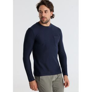 Victorio & Lucchino, V&Lvoor mannen. 650237131 T-shirt met borstzak in rode jacquardstof (S), Rood, Casual, Katoen, Lange mouwen