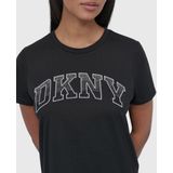 DKNY - Arched Varsity Rhinestone Ombre T-shirt - Zwart - Korte Mouwen