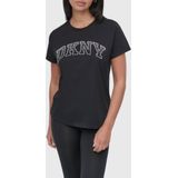 DKNY - Arched Varsity Rhinestone Ombre T-shirt - Zwart - Korte Mouwen