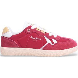 Pepe Jeans - Retro Sportschoenen - Roze - Lederlook - Vetersluiting