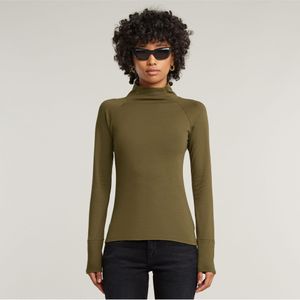 G-Starvoor vrouwen. D23271-C627-C744 Lecite Slim Schildpad Hals T-shirt groen (XXS), Casual, Katoen, Lange mouwen
