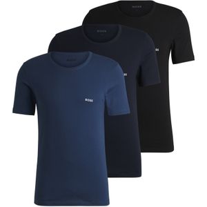 BOSSvoor mannen. 50532468 Set van drie katoenen vesten met geborduurd logo blauw, marine, zwart (XXL), Homewear, Korte mouwen, Marineblauw