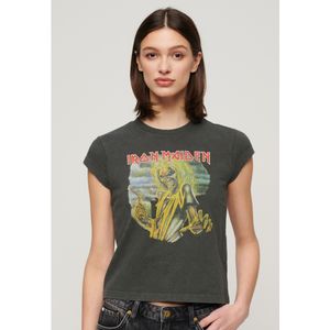 Superdryvoor vrouwen. W1011314A Iron Maiden T-shirt zwart (L), Casual, Katoen, Korte mouwen