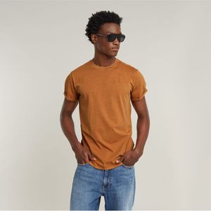 G-Starvoor mannen. D16396-2653-G704 Bruin Wimper T-shirt (XL), Casual, Korte mouwen, Biologisch katoen, Duurzaam