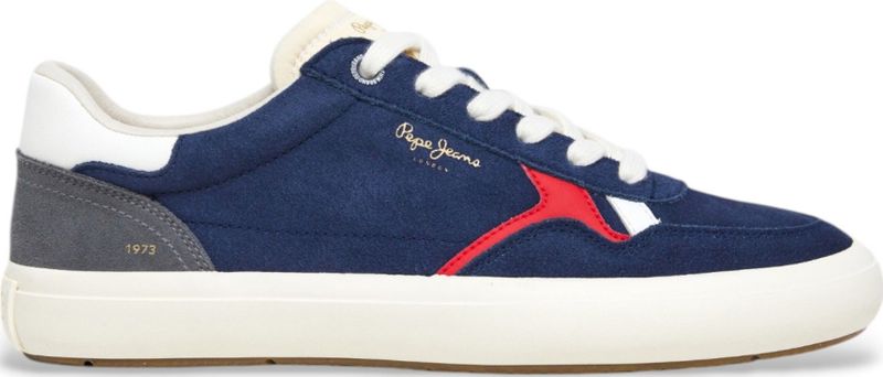 Pepe Jeans - PMS31077 Travis City - Leren Sneakers - Marineblauw - Plat - Veters