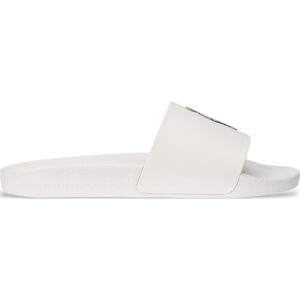 Polo Ralph Laurenvoor mannen. 809962615002 Teenslippers logo marine (43), Plat, Geen, Strandkleding, Marineblauw