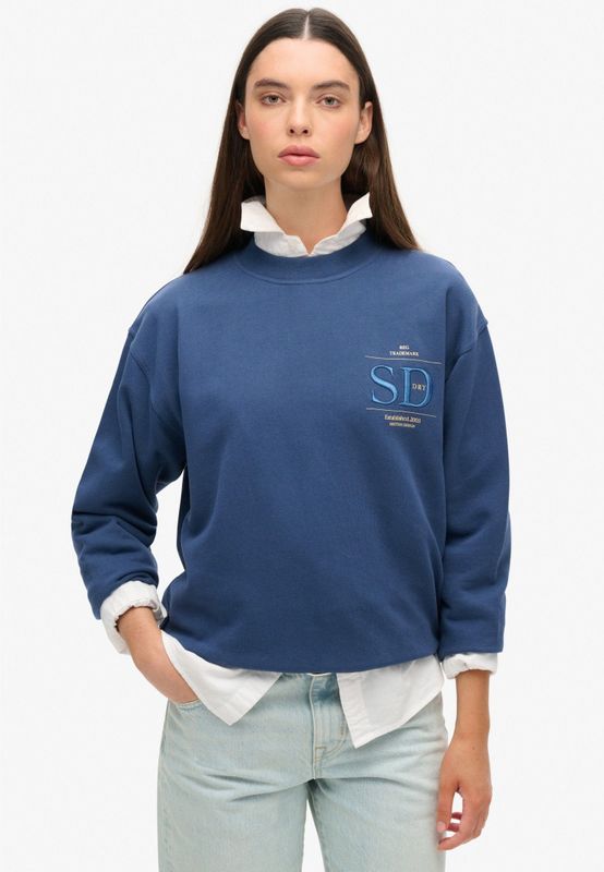 Superdry - W2012154A - Losvallend Sweatshirt - Blauw - Luxe - Katoen - Duurzaam