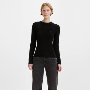 Levi'svoor vrouwen. A0719-0000 Sweater met geribde ronde hals zwart (XS), Casual, Acryl, Lange mouwen