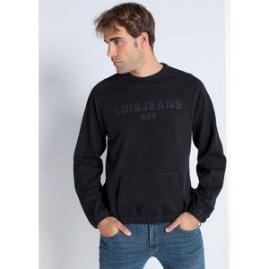 Lois Jeansvoor mannen. 165633387 Sweater 3D borduurwerk zwart (3XL), Casual, Katoen, Lange mouwen