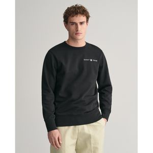 Gantvoor mannen. 2003243 Sweater met crewneck en grafische print zwart (L), Casual, Katoen