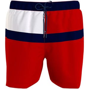 Tommy Hilfigervoor mannen. UM0UM03259 Halflang zwempak met rood logo (S), Strandkleding, Gerecycled nylon